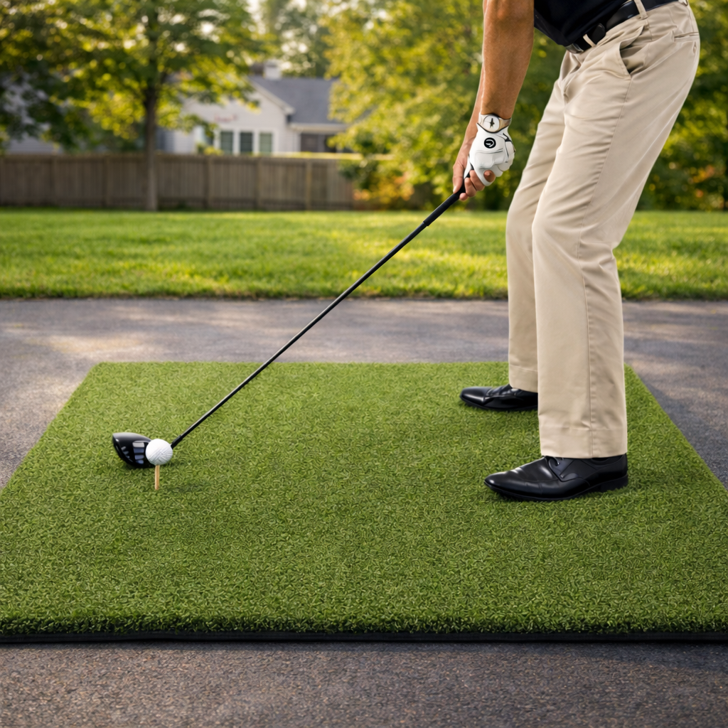 TeeStrike | Golf Hitting Mat 4'x5' with Real Wooden Tee Capability | Durable Surface for Year-Round Practice 0